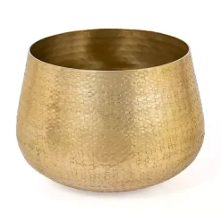 Kirklands Home Planters|Hammered Metal Retta Planter Gold