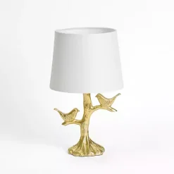 Kirklands Home Table Lamps|Gold Leaf Birds Table Lamp White