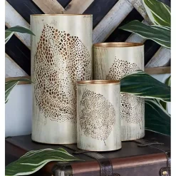 Outlet Gold Leaf Metal Candle Holders, Set of 3 Candle Holders