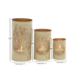 Outlet Gold Leaf Metal Candle Holders, Set of 3 Candle Holders