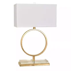 Kirklands Home Table Lamps|Gold Leaf Open Ring Table Lamp White