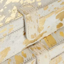 New Gold Leather Hide Rustic 2-pc. Box Set Baskets & Boxes