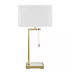 Kirklands Home Table Lamps|Gold L-Shape Marlowe Table Lamp White