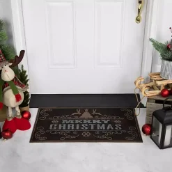 Sale Gold Merry Christmas Rubber Doormat Outdoor Christmas Decorations