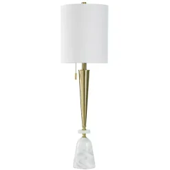 Kirklands Home Buffet Lamps|Gold Metal & Marble Tapered Buffet Lamp White