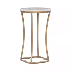 Kirklands Home Accent & End Tables|Gold Metal and Capiz Shell Top Accent Table