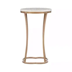 Kirklands Home Accent & End Tables|Gold Metal and Capiz Shell Top Accent Table