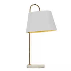 Kirklands Home Table Lamps|Gold Metal and Faux Silk Shade Table Lamp White