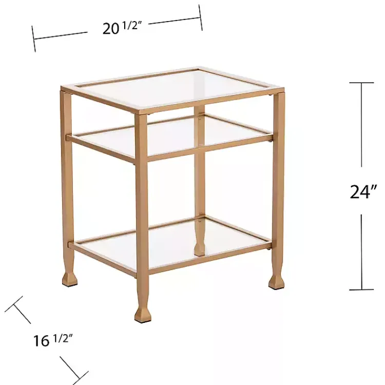 Kirklands Home Accent & End Tables|Metal and Tempered Glass Side Table Gold