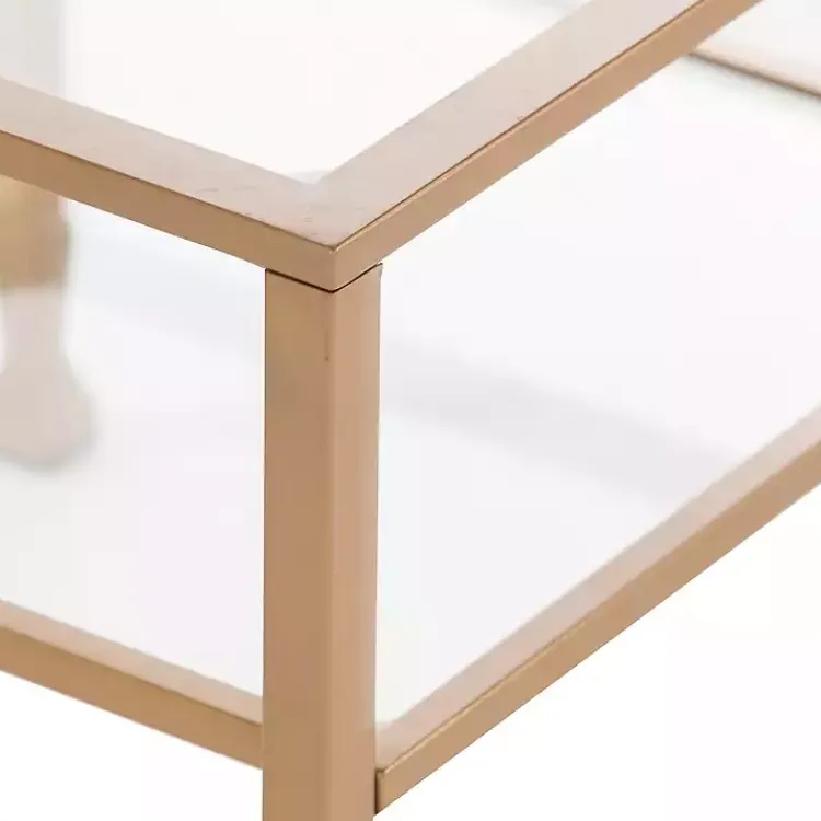 Kirklands Home Accent & End Tables|Metal and Tempered Glass Side Table Gold