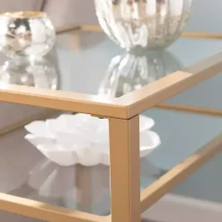 Kirklands Home Accent & End Tables|Metal and Tempered Glass Side Table Gold