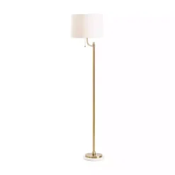Kirklands Home Floor Lamps|Gold Metal and Marble Base Floor Lamp White