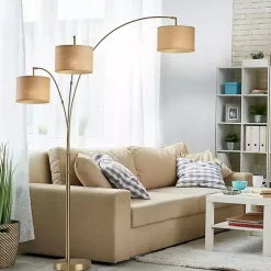Kirklands Home Floor Lamps|Metal 3-Arm Arched Floor Lamp Gold