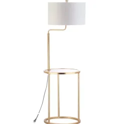 Kirklands Home Floor Lamps|Gold Metal Floor Lamp with Round Side Table White