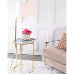 Kirklands Home Floor Lamps|Gold Metal Floor Lamp with Round Side Table White