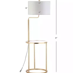Kirklands Home Floor Lamps|Gold Metal Floor Lamp with Round Side Table White