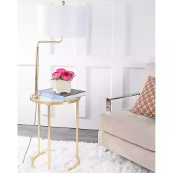 Kirklands Home Floor Lamps|Gold Metal Floor Lamp with Round Side Table White