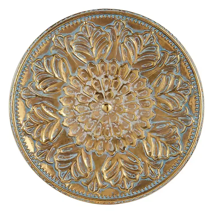 Kirklands Home Wall Plaques|Metal Floral Embossed Wall Sculpture Gold