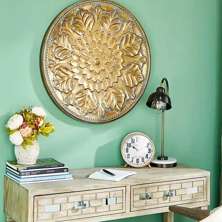 Kirklands Home Wall Plaques|Metal Floral Embossed Wall Sculpture Gold
