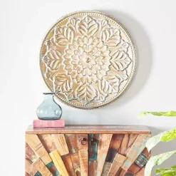 Kirklands Home Wall Plaques|Metal Floral Embossed Wall Sculpture Gold