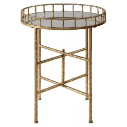 Kirklands Home Accent & End Tables|Gold Metal Mirrored Tray Accent Table