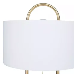 Kirklands Home Table Lamps|Metal Open Loop Stem White Round Table Lamp Gold