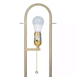 Kirklands Home Table Lamps|Metal Open Loop Stem White Round Table Lamp Gold