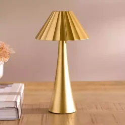 Kirklands Home Table Lamps|Metal Ribbed Rechargeable Touch Lamp Gold