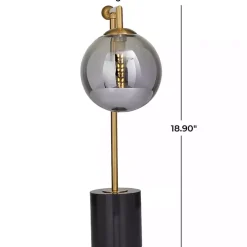 Kirklands Home Table Lamps|Gold Metal Smoked Glass Shade Table Lamp Gray