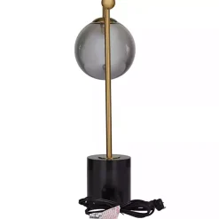 Kirklands Home Table Lamps|Gold Metal Smoked Glass Shade Table Lamp Gray
