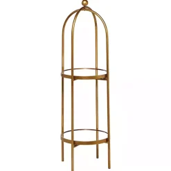Kirklands Home Bookshelves|Mirrored Two-Tier Cage Shelf Gold