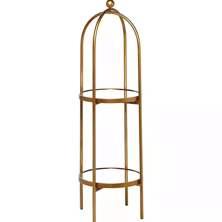 Kirklands Home Bookshelves|Mirrored Two-Tier Cage Shelf Gold
