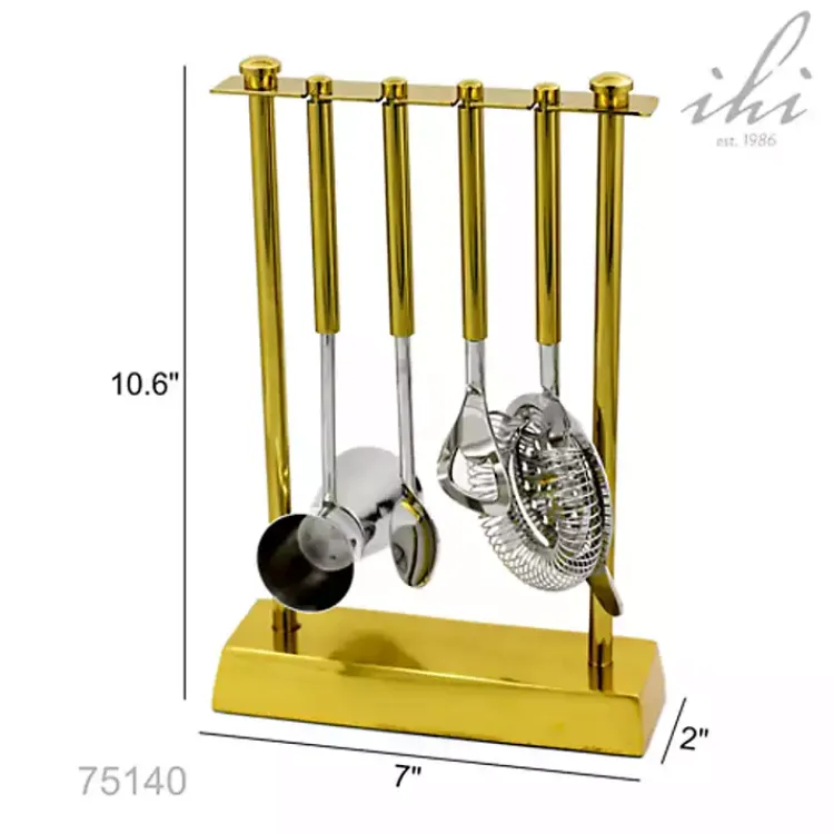 Kirklands Home Barware|4-pc. Bar Tool Set with Stand Gold