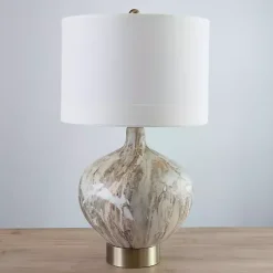 Kirklands Home Table Lamps|Gold Pistachio Swirl Gourd Table Lamp Ivory