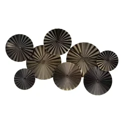 Kirklands Home Wall Plaques|Pleated Metal Discs Wall Plaque Gold