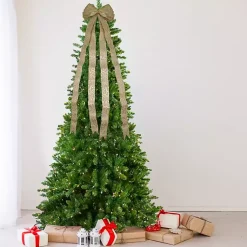 Best Gold Scroll Burlap Bow Tree Topper Christmas Tree Decorations