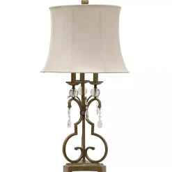 Kirklands Home Table Lamps|Gold Scrolled Candlestick Table Lamp Tan