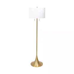 Kirklands Home Floor Lamps|Gold Sleek Modern Floor Lamp White