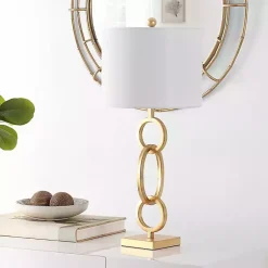 Kirklands Home Table Lamps|Gold Stacked Rings Alaia Table Lamp White