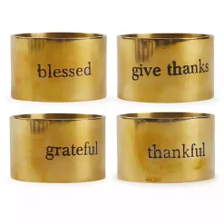 Best Gold Stamped Harvest Napkin Rings, Set of 4 Fall