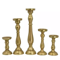Outlet Wood Spindle Taper Candle Holders, Set of 5 Candle Holders