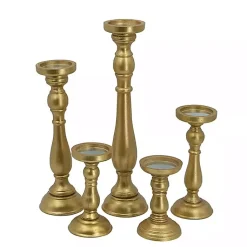 Outlet Wood Spindle Taper Candle Holders, Set of 5 Candle Holders