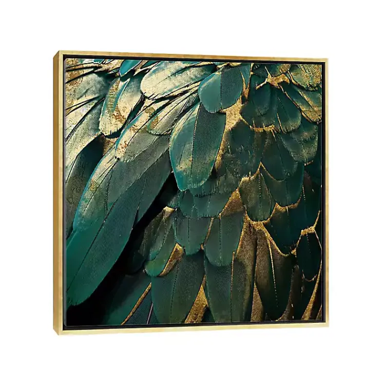 Kirklands Home Framed Art|Golden Gilt Feathers Canvas Framed Art