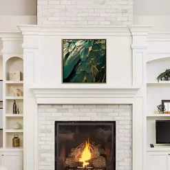 Kirklands Home Framed Art|Golden Gilt Feathers Canvas Framed Art