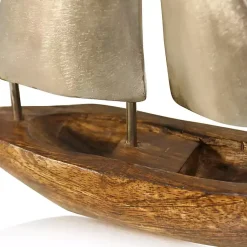 Outlet Golden Mango Wood Sailboat, 16 in. Statues & Figurines