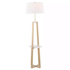 Kirklands Home Floor Lamps|Golden Triangle Marble Shelf Floor Lamp White