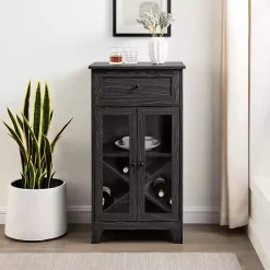 Kirklands Home Cabinets & Sideboards|Graphite Double Door Reeves Cabinet Black