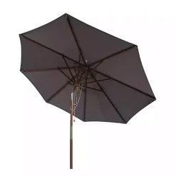 Kirklands Home Outdoor Accent Furniture|9 ft. Eucalyptus Outdoor Umbrella Gray