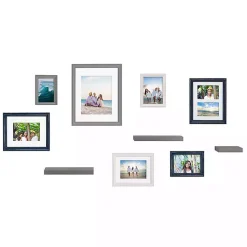 Kirklands Home Gallery Wall Frames|Gray & Navy 10-pc. Gallery Wall Frame & Shelf Set