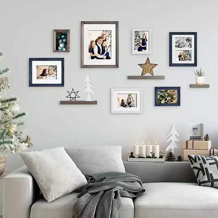 Kirklands Home Gallery Wall Frames|Gray & Navy 10-pc. Gallery Wall Frame & Shelf Set